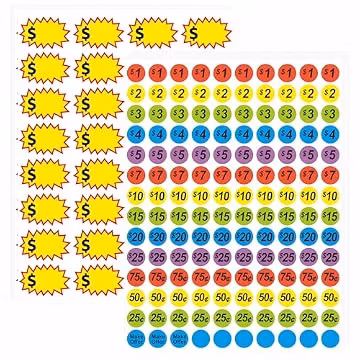 1560 Pcs Removable Garage Sale Price Stickers, 1400pcs 3/4" Yard Sale Price Stickers & 160pcs 2.2x1.4 Blank Princing Labels, Price Tag for Flea Markets, County Fairs & Retail Use