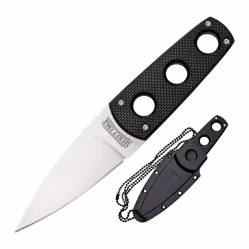 Cold Steel Secret Edge Durable Lightweight Japanese AUS8A Steel Drop Point 3.5" Fixed Blade Tactical Outdoor Hunting Concealed Carry Neck Knife, Griv-Ex Handle, Secure-Ex Sheath