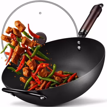 FGJ Wok, 13 Inch Carbon Steel Woks & Stir-fry Pans Nonstick