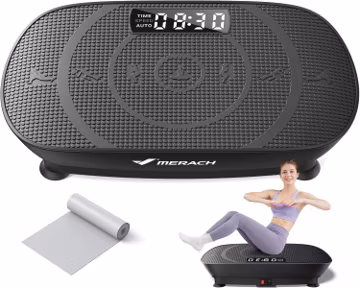 MERACH Vibration Plate Exercise Machine, Whole Body Workout Equipment for Women, Bluetooth and Silicone Pedal, Vibration Plate with Auto Mode, Vibrate Fitness Platform for Home (Black)