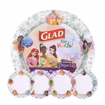 Glad Disney Princess Kids Paper Plates, Heavy Duty, 10 Inch, 30 Count