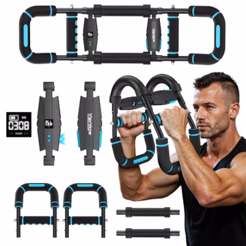 Vlangs Twister Arm Trainer for Men, Adjustable Chest Workout Equipmentwith LED Timer, Counter & Calorie Display, 27°Ergonomic Arm Exerciser for Biceps Chest, Blue Portable Home Gym Fitness