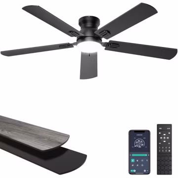 Ohniyou 52'' Low Profile Ceiling Fan with Lights, Remote/APP Control, Black