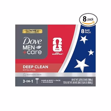 Dove Men+Care Men's Bar Soap Deep Clean 8 Bars More Moisturizing Than Bar Soap Effectively Washes Away Bacteria, Nourishes Your Skin 3.75 oz