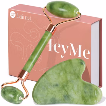 BAIMEI IcyMe Gua Sha & Jade Roller Set for Facial Sculpting and Relaxation