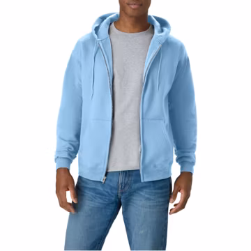 Hanes Men's Full-Zip Eco-Smart Hoodie, Light Blue, Large