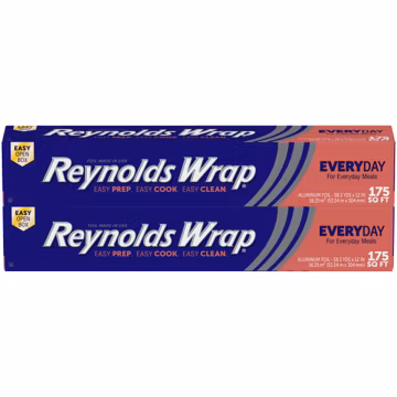 Reynolds Wrap Everyday Aluminum Foil Rolls, 12 Inch, 2pk, 175sq ft rolls