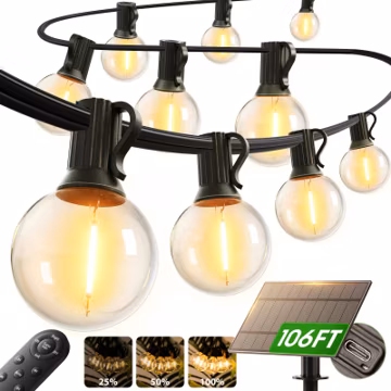 addlon 100FT Solar String Lights Outdoor with Remote, 54 LED Shatterproof
