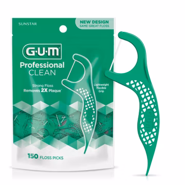 GUM Professional Clean Dental Floss Picks, Fresh Mint Flossers, 150 Count