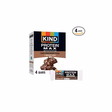 KIND Protein MAX Bars, Dark Chocolate Crisp, Gluten Free, Low Sugar, High Fiber Snacks, 20g Protein, 4 Count