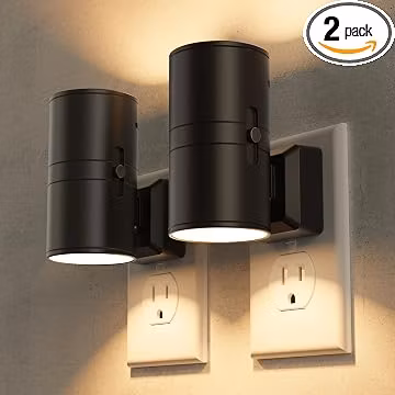 Briignite Night Lights Plug into Wall, Modern LED Night Light Plug in, Dusk to Dawn Sensor, Soft White 3000K, 0-100LM Adjustable Brightness, Dimmable NightLight for Hallway, Bedroom, Stairway, 2 Pack