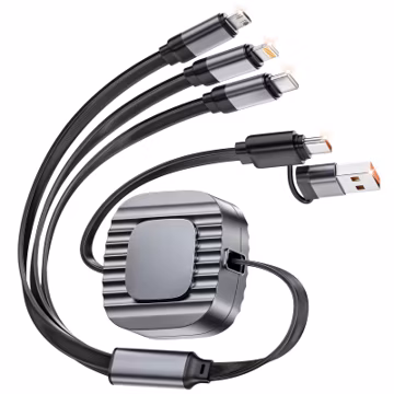 3-in-2 Multi Charging Cable, Retractable Car Charger for Multiple Devices