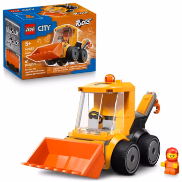 LEGO City Rides – Construction Loader Building Toy for Kids - Pretend Play Set for Boys & Girls, Ages 5+ - Construction Toy W/Backhoe, Loader Bucket, & Minifigure - Gift Idea for Birthdays - 60483