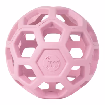 JW Pet HOL-ee Roller™, Dog Toy Puzzle Ball, Natural Rubber, Small (3 Inch Diameter), Pink