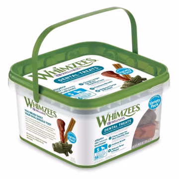 Whimzees Wellness Variety Pack Natural Dog Dental Treat, Chews, Freshens Breath, Small Size, 29.6 oz Box, 56 Count