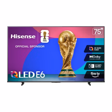 Hisense 75" E6 Cinema Series Hi-QLED 4K UHD Smart Fire TV (75E6QF) - AI Light Sensor, Dolby Vision · Atmos, Voice Remote with Alexa, Motion Rate 120, HDR 10+ Adaptive, Game Mode Plus