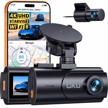 GKU 4K Dual Dash Cam Front and Rear Camera, STARVIS 2 Sensor