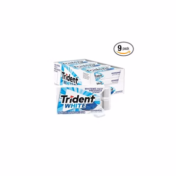 Trident White Peppermint Sugar-Free Chewing Gum, 9 Packs of 16 Pieces (144 Total Pieces)