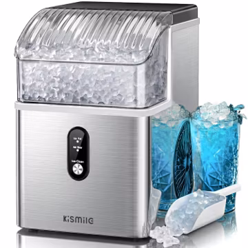 Kismile Nugget Ice Maker Countertop, 35 lbs/Day, Stainless Steel