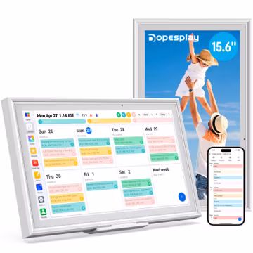 Dopesplay 15.6'' Digital Calendar Touchscreen, FHD Smart Family Organizer & Wall Planner, App Sync Interactive Chore Chart for Family Schedules, Digital Photo Frame, 64GB, Wi-Fi, Wall/Desk Mount-White