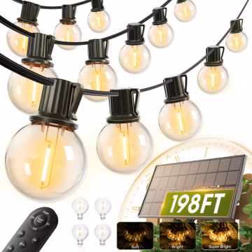 addlon 198FT Solar String Lights Outdoor, Waterproof, USB Charging