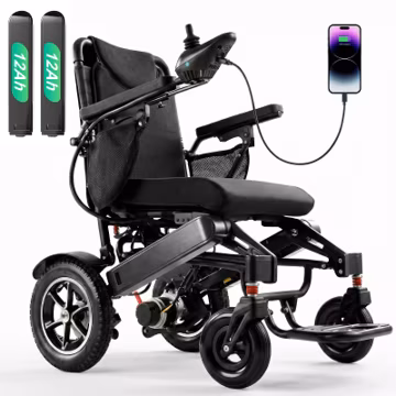 Tivaro 35-Mile Long Range Electric Wheelchair for Adults, 20” Wider Seat, All Terrain Foldable Powered Wheelchair with Dual 12Ah Batteries and Large Tires, Supports 350 lbs, for Home, Park, Black