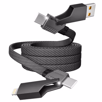 Firsting 4 in 1 Charging Cable Fast Charging 65W with E-Mark Chip, Carplay