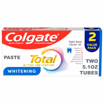 Colgate Total Whitening Fluoride Toothpaste, Mint, 2 Pack, 5.1 oz