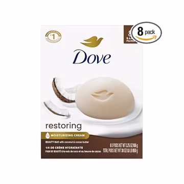 Dove Restoring Beauty Bar Soap 8 Count, Coconut & Cocoa Butter, 3.75 oz