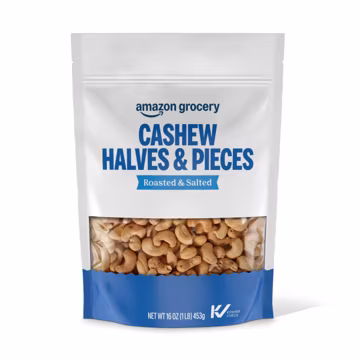 Amazon Grocery, Cashew Halves & Pieces, Roasted & Salted, 16 Oz (Previously Happy Belly, Packaging May Vary)