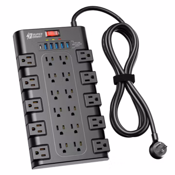 SUPERDANNY Power Strip Surge Protector, 22 AC 6 USB, 2100J, 6.5Ft,1875W/15A