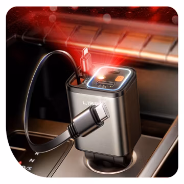 LISEN 4 in 1 Starlight Retractable Car Charger, 75W USB C Cigarette Adapter Fast Charging, Starlight Retractable Car Accessories for Women Mom, for iPhone 17 Pro Max Air 16 15 14 13 12