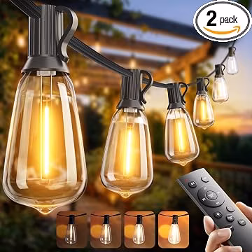 addlon 100FT Outdoor String Lights ST38 LED with Remote Waterproof Dimmable
