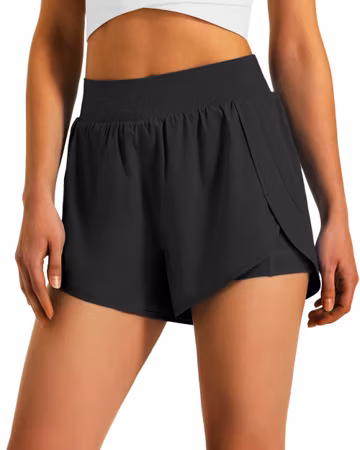 KSMIEN Women's 3" Athletic 2 in 1 Running Shorts with Liner Phone Pockets