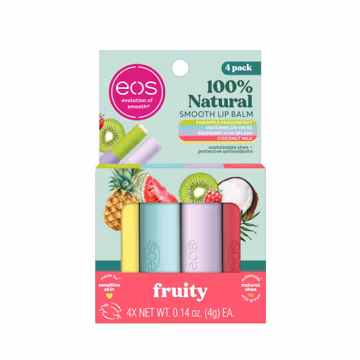 eos 100% Natural Lip Balms- Coconut Milk, Pineapple Passionfruit, Watermelon Frosé & Raspberry Kiwi Splash, All-Day Moisture Lip Care, 0.14 oz, 4-Pack