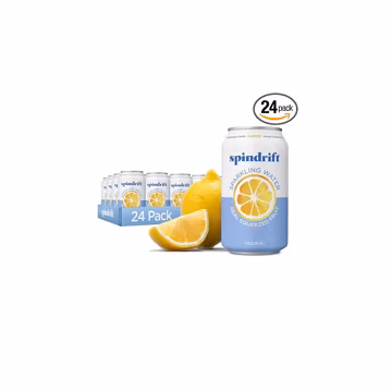 Spindrift Sparkling Water, Lemon Flavored, Made with Real Squeezed Fruit, 12 Fl Oz Cans, Pack of 24 (Only 3 Calories per Can)