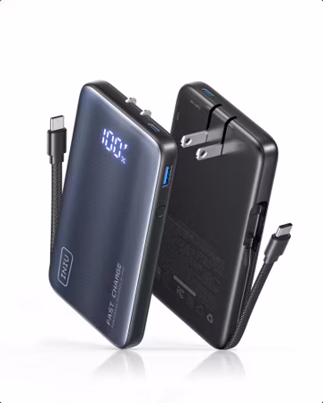 INIU 45W Fast Charging Portable Charger, 10000mAh with Built in Wall Plug