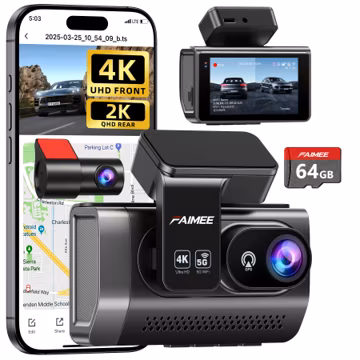 FAIMEE 4K Dash Cam Front and Rear, Night Vision with WDR with Memory Card