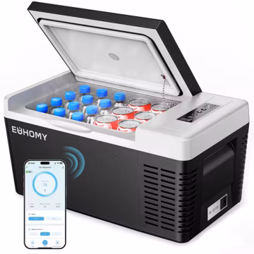 EUHOMY 12 Volt Refrigerator, 19QT(18L) Compressor Electric Cooler APP Control, Car Fridge -4℉~68℉, Portable Refrigerator 12/24V DC 110-240V AC, Portable Freezer for Camping, Boat, Travel