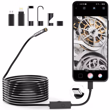 1920P Endoscope Snake Inspection Camera, Type C Borescope, Scope Camera with 8 LED Lights for Android and iOS Smartphone, iPhone, iPad, Samsung (16.5 FT/5M)