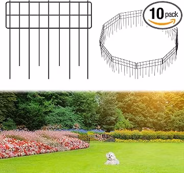 Promitop Square Garden Fence 10 Pack, 12 in H, Rustproof No Dig Border