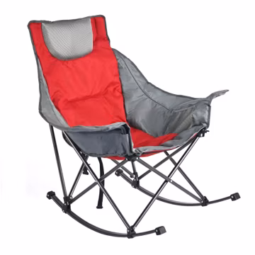 SUNNYFEEL Oversized Rocking Camping Chair, Fully Padded Patio Chair with Side Pocket, High Back Portable Lawn Recliner with Headrest, Outdoor Camp Rocker Chairs for Adults Heavy Duty 500 LBS Carry Bag