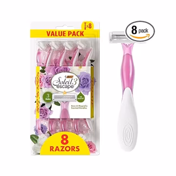 BIC Soleil 3 Escape Scented Disposable Razors, 8 Count, 3 Blades, Comfort