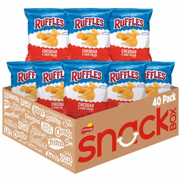 Ruffles Potato Chips, Cheddar Sour Cream, 1oz (40 Count)