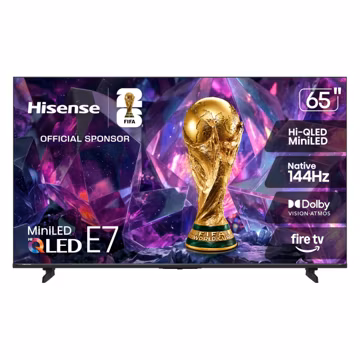Hisense 65" E7 Cinema Series Hi-QLED Mini-LED 4K UHD Smart Fire TV (65E7SF, 2026 NEW) - Native 144Hz, AI Picture, Dolby Vision IQ · Atmos, FALD, HDR10+ Adaptive, MEMC, Alexa+