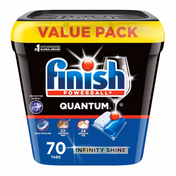 Finish Quantum Infinity Shine Dishwasher Pods, No Pre-Rinse Dishwasher Detergent Soap Removes 24HR Dried-On Stain and Grease, Leaving a Virtually Spotless Shine, 70 Count