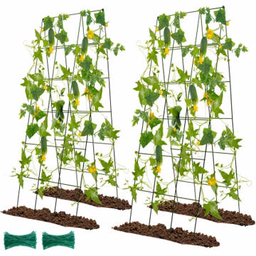 Kyrieval 48" Hx 18" L Cucumber Trellis for Garden A Frame Plant Support for Raised Bed, Outdoor Indoor Plant Garden Trellis for Climbing Plants (2 Packs)
