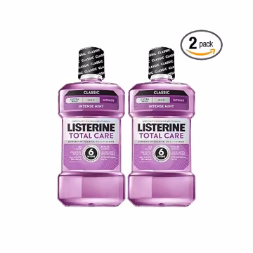 Listerine Total Care Anticavity Mouthwash, Intense Mint, 33.8 fl. oz/1L x 2