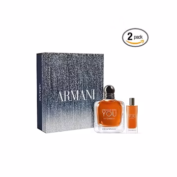 Armani Beauty – Stronger With You Intensely – 2-Piece Cologne Set ($162) – Fougère Ambery Woody Men’s Fragrance – With Pink Pepper, Lavender, Vanilla Notes - Full (1 Fl Oz) & Travel Size (0.3 Fl Oz)