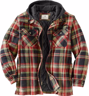 Legendary Whitetails Mens Flannel Shirt Jacket Hooded Insulated Shacket